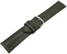 Bracelet montre Kaki cuir tanné végétal légèrement rembourré 12mm - 22mm