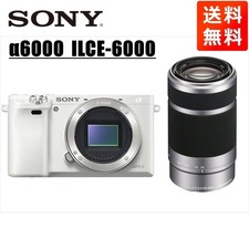 Sony α6000 White Body + E 55-210mm Silver Telephoto Lens Set Used