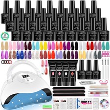 Kit Manucure Pro Vernis Gel UV LED – 27 Couleurs Soak Off + Base & Top Coat