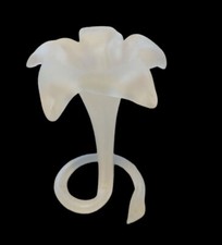 Handblown Frosted Free-Standing Art Glass Lily-Shaped Bud Vase Petals & Stem 6"