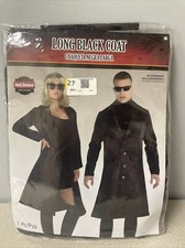 Long Black Coat Suit Yourself Matrix Trench Fancy Dress Halloween Adult Costume