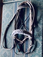 Cob Large pony Arab Nylon And biothane Bitless bridle with Reins