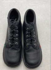 Kickers Mens Kick Hi Black Leather Round Toe Lace Up Ankle Work Boots Size 40