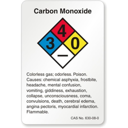 Carbon monoxide sign - monoxide, aluminum