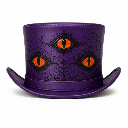 Chapeau haut forme cuir - haut, en