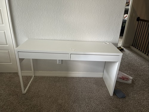 White ikea desk with two - white,
