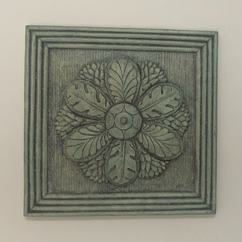 Green metal square floral - green,