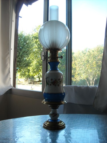 Lampe petrole porcelaine avec - lampe,