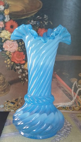 Ancien vase opaline bleue - ancien,