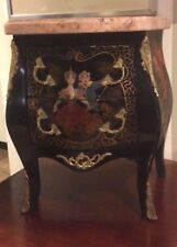 Small French  Louis XV Gilt Bronze Mounted,Hand Painted Marble Top Commode