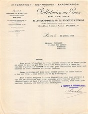 Facture   1933 PELLETERIES EN GROS M PROPPER ET M POZNANSKI A PARIS - M. THIOL