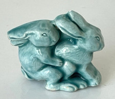 Beautiful bean of two rabbits turquoise Galette des Rois French charm H=2.8cm