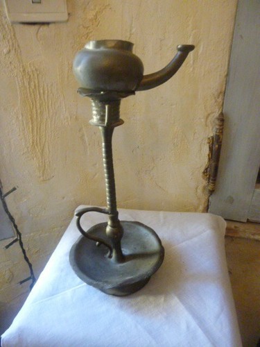 Lampe huile étain - à, en