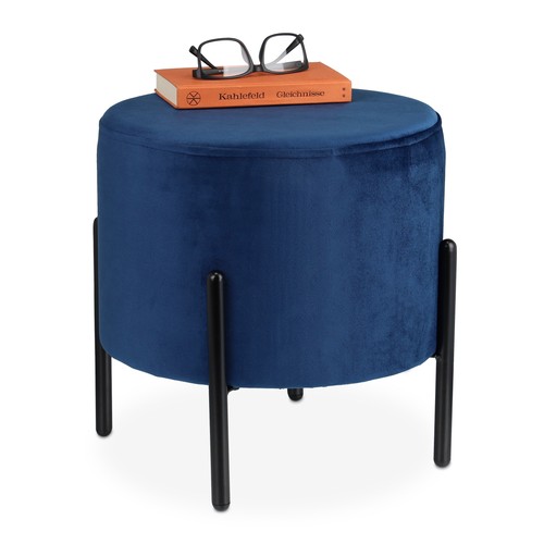 Tabouret velours bleu - en, pouf