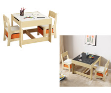 Ensemble Table 2 Chaises Enfant Meuble Rangement Plateau Double-Face Etude Jeux
