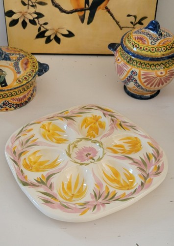 Plat œufs vintage faïence - plat,