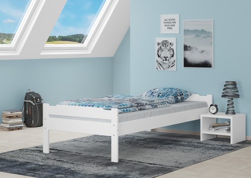 Lit simple pin massif blanc