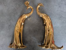 Paire De Paons Régule Doré. Hollywood Regency. Rare