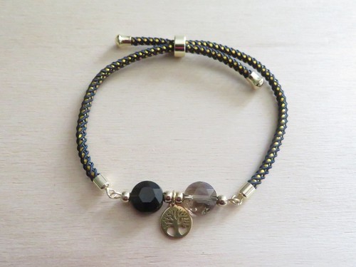 Bracelet quartz fumé cordon - bracelet,