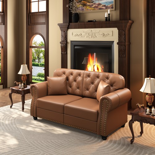 Brown faux leather - brown,