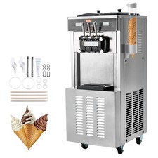 VEVOR Machine à Crème Glacée Appareil à Glace Italienne 3 Saveurs 34-44 L/h
