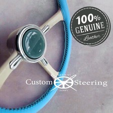 Pour Nissan Figaro 1989-1991 Véritable Bleu Clair Luxe Housse Volant Cuir