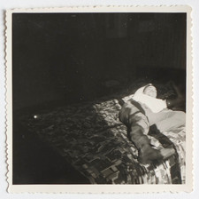 Man Lying Bed Nap Sun Light - Vintage Photo Square Snapshot