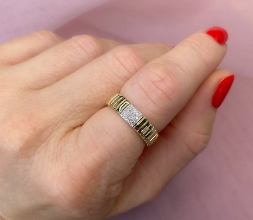 Striée côtelé bague diamant - striée,