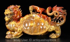 Statue de tortue de dragon de Fengshui sculptée en jade naturel de 14