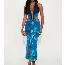 Fashion Nova Blue Lace Maxi