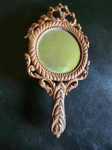 Miroir main bois sculpté - bois,
