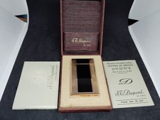 Vintage Dupont Gas Lighter Gold Black Lacquer Line 1L with Box Working Condition