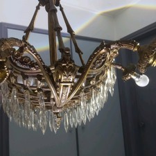 old large bronze chandelier shape flower basket 9 lights 19 iem h 112 cm