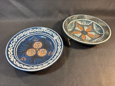 Lot de 2 assiettes en terre cuite vernissée déco murale d'Alsace Léon ELCHINGER