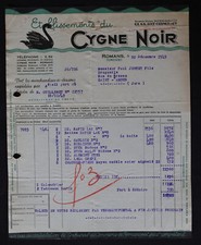 Invoice 1949 ROMANS Etb du CYGNE NOIR GLAS LUCE GATINOT 150