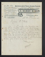 SAINT-GERMAIN-du-WOOD (71) HARDWARE DRUGSTORE ""Eugene BURDY & ROBIN"" 1910