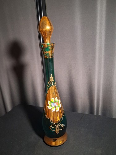 Bouteille verre vert décor - bouteille,