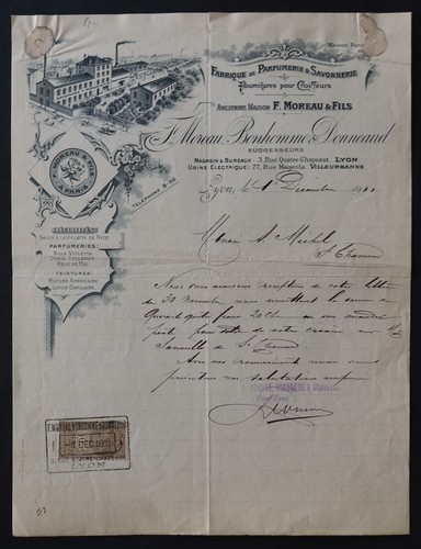 Facture 1911 lyon parfumerie - lyon,