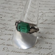 Bague Ancienne en Argent T59 Pierre Verte 1900 circa Silver Ring