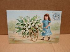 LILY OF THE VALLEY embossed card girl lily of the valley arm cart