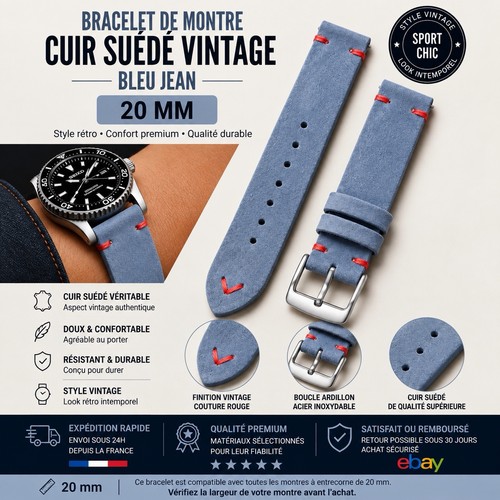 Bracelet montre cuir - , suédé