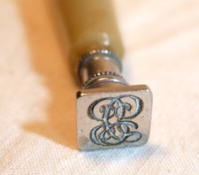 Bakelite and Silver Metal Initials Seal Stamp - 20th Century