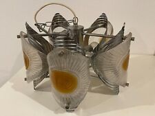 Lustre vintage  metal chrome et verre de Murano 5 feux