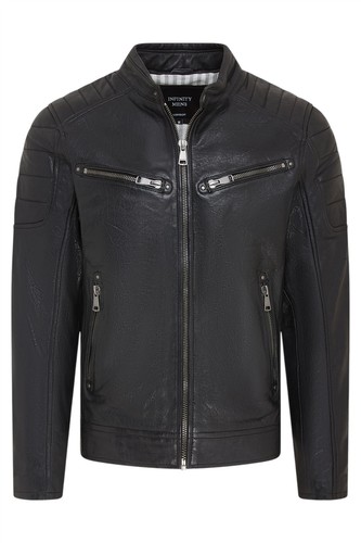 Veste cuir matelassée - cuir,