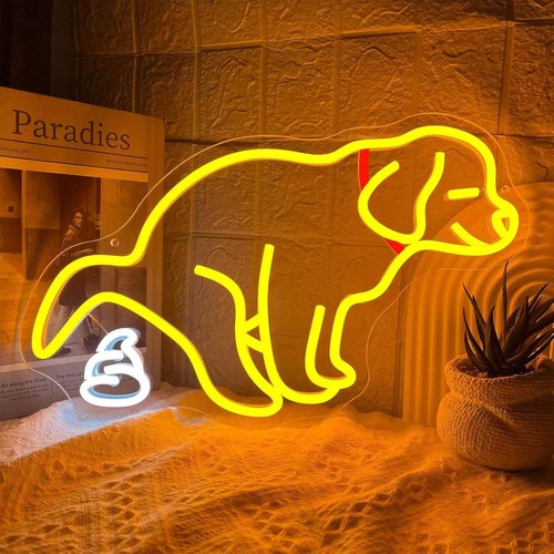 Pooping dog neon - pooping,