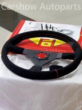 MOMO MonteCarlo 350mm 14' Suede Thickened Spoke Red Stitch Sport Steering Wheel