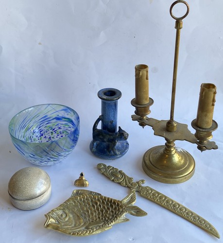 Lot objets brocante broche - lot,