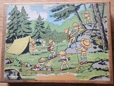 Jeu ancien de cubes en bois