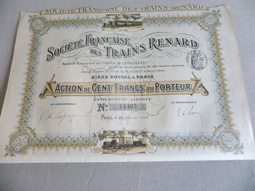 Action titre ancien trains - action/titre,