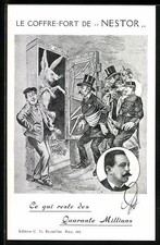 Old postcard Belgian, The Safe of Nestor, What Remains of the Forty Million 